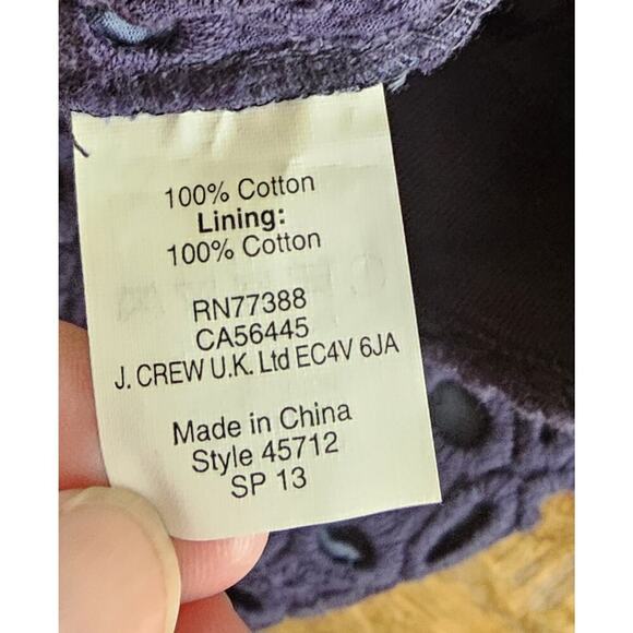 J. Crew Eyelet Mini Skirt Women's Size 4 Navy Blue Cotton Preppy Coastal - Picture 5 of 6